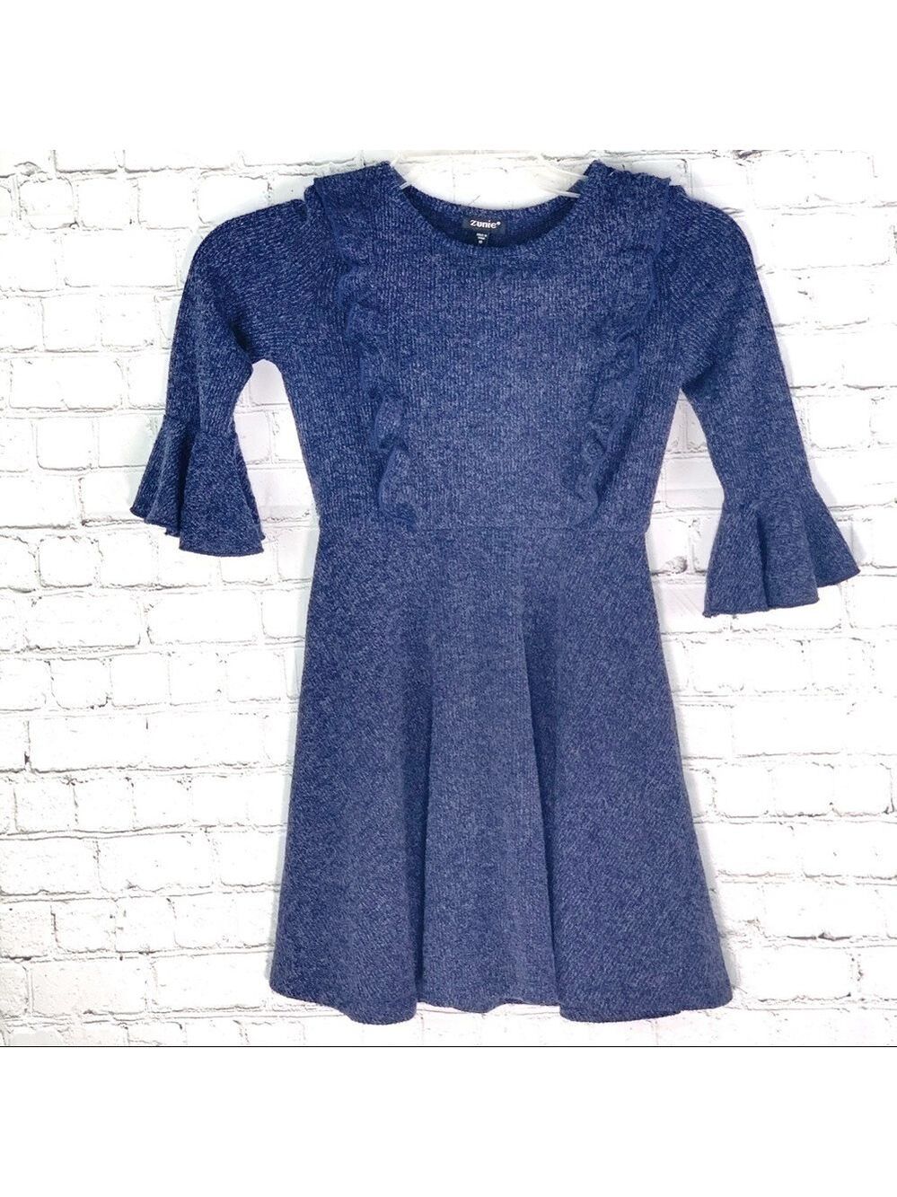 𝅺new-zunie 3/4 Length BellSleeve Sweater Knit Dress